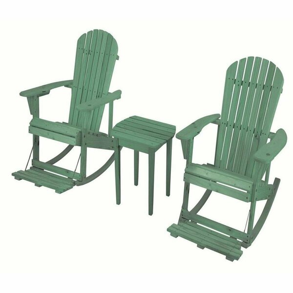 Cama Zero Gravity Collection Sea Green Adirondack Rocking Chair w/Footrest Set of 2  Chairs, 1 End Table CA2821356